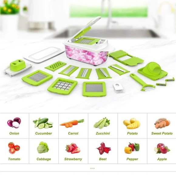 EUC Multi-Functional Kitchen Tools Vegetable Chopper & Slicer Dicer w/ Container - Picture 8 of 8